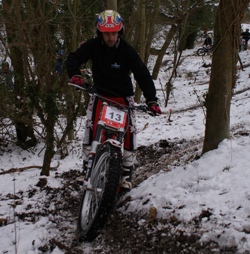 Ben Skinner on his way to victory in the Wiltshire snow